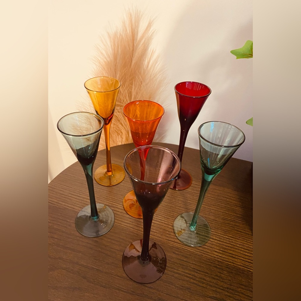 Colourful Vintage Shot Glasses, Set of 6